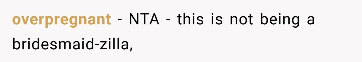 overpregnant − NTA - this is not being a bridesmaid-zilla,