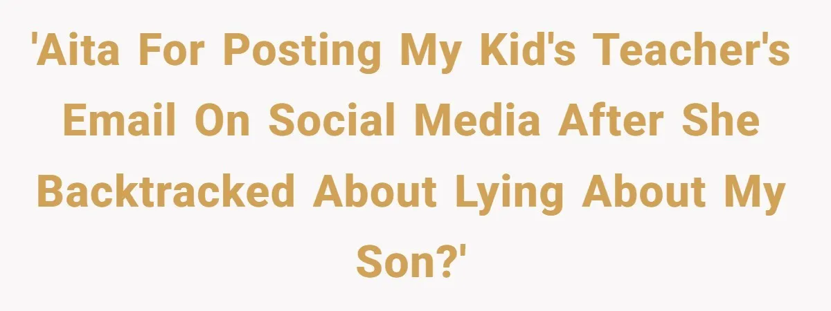 'AITA for posting my kid's teacher's email on social media after she backtracked about lying about my son?'