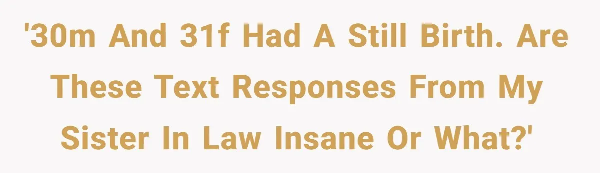 '30M and 31F had a still birth. Are these text responses from my sister in law insane or what?'
