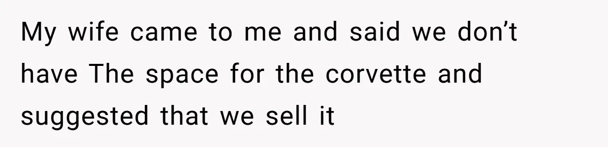 My wife came to me and said we don’t have The space for the corvette and suggested that we sell it