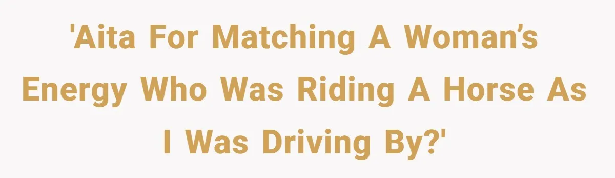 'AITA for matching a woman’s energy who was riding a horse as I was driving by?'