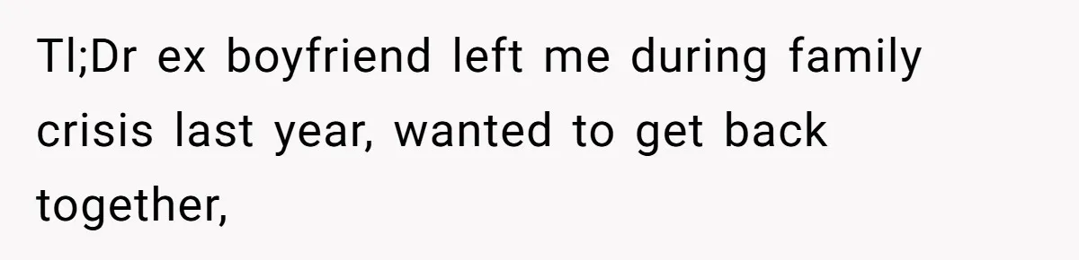 Tl;Dr ex boyfriend left me during family crisis last year, wanted to get back together,