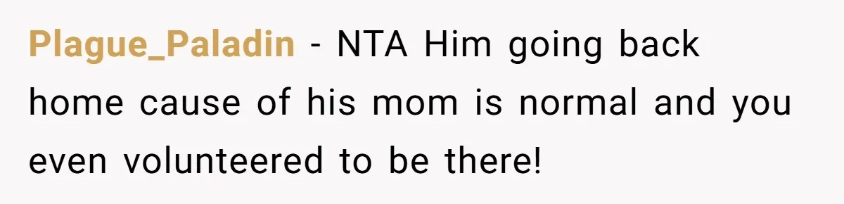 Plague_Paladin − NTA Him going back home cause of his mom is normal and you even volunteered to be there!
