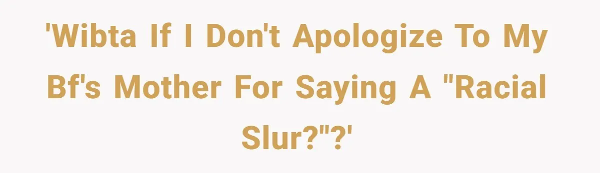'WIBTA if I don't apologize to my bf's mother for saying a "racial slur?"?'