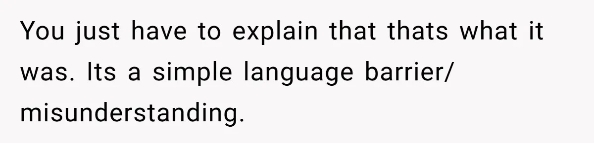 You just have to explain that thats what it was. Its a simple language barrier/ misunderstanding.