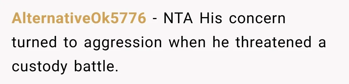 AlternativeOk5776 − NTA His concern turned to aggression when he threatened a custody battle.