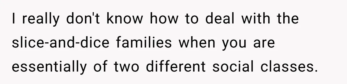 I really don't know how to deal with the slice-and-dice families when you are essentially of two different social classes.