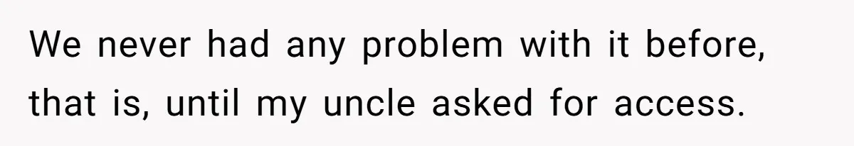 We never had any problem with it before, that is, until my uncle asked for access.