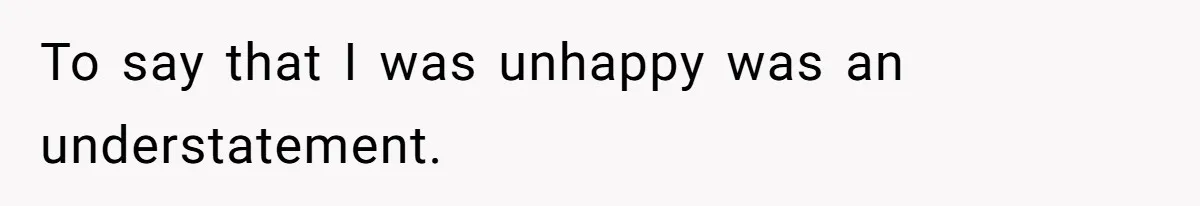 To say that I was unhappy was an understatement.