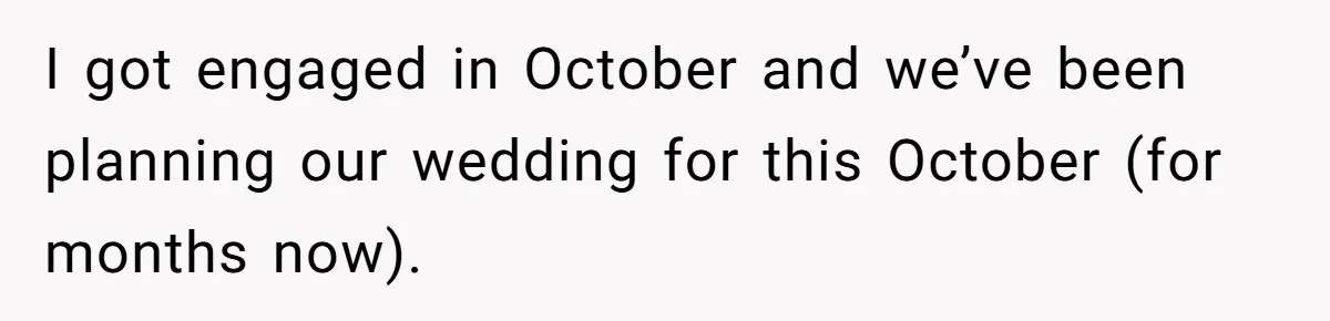 I got engaged in October and we’ve been planning our wedding for this October (for months now).
