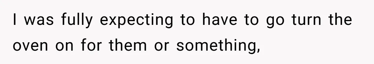 I was fully expecting to have to go turn the oven on for them or something,