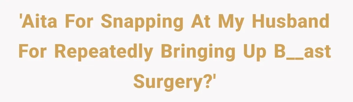'AITA for snapping at my husband for repeatedly bringing up b__ast surgery?'