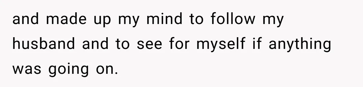 and made up my mind to follow my husband and to see for myself if anything was going on.