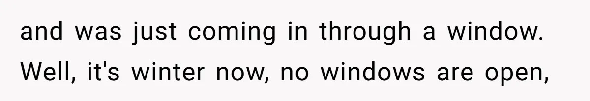 and was just coming in through a window. Well, it's winter now, no windows are open,