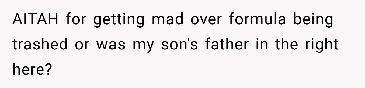AITAH for getting mad over formula being trashed or was my son's father in the right here?