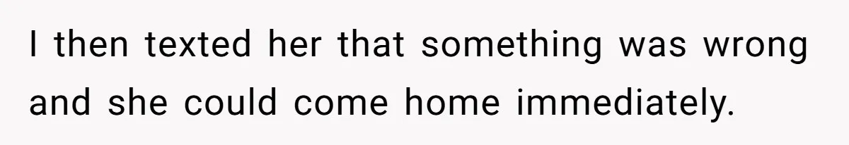 I then texted her that something was wrong and she could come home immediately.