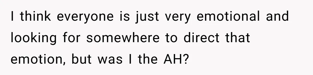 I think everyone is just very emotional and looking for somewhere to direct that emotion, but was I the AH?