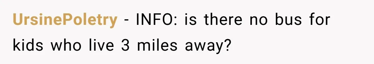 UrsinePoletry − INFO: is there no bus for kids who live 3 miles away?