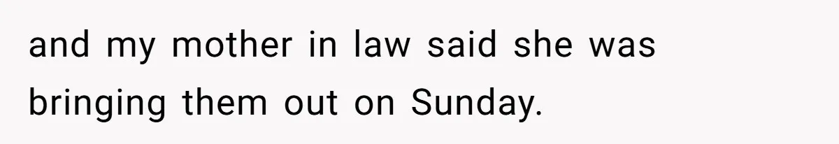 and my mother in law said she was bringing them out on Sunday.