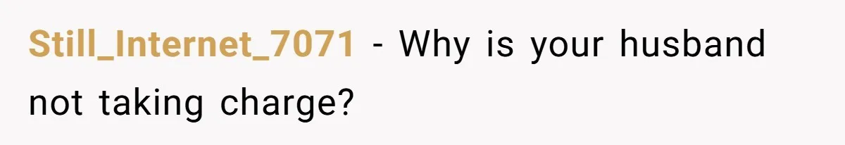 Still_Internet_7071 − Why is your husband not taking charge?