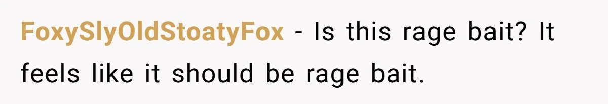 FoxySlyOldStoatyFox − Is this rage bait? It feels like it should be rage bait.