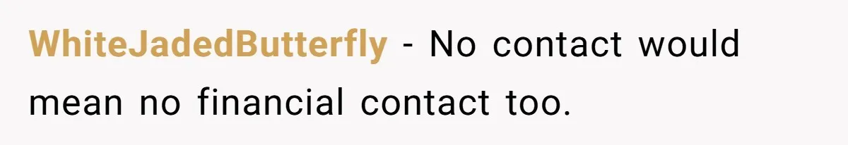 WhiteJadedButterfly − No contact would mean no financial contact too.