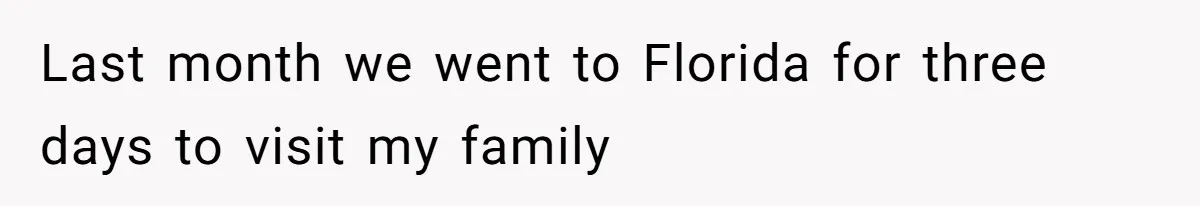 Last month we went to Florida for three days to visit my family