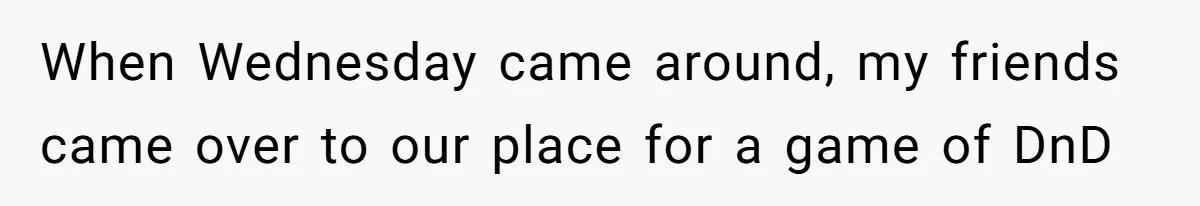 When Wednesday came around, my friends came over to our place for a game of DnD