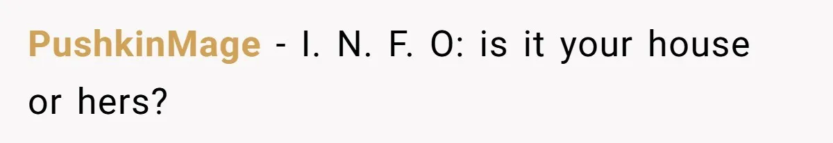 PushkinMage − I. N. F. O: is it your house or hers?