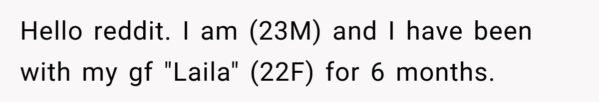 Hello reddit. I am (23M) and I have been with my gf "Laila" (22F) for 6 months.