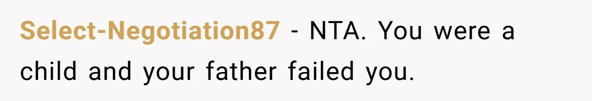 Select-Negotiation87 − NTA. You were a child and your father failed you.