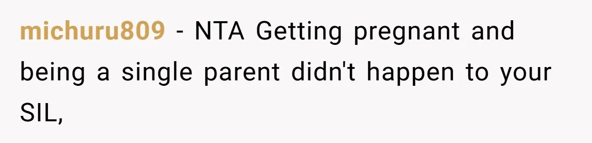 michuru809 − NTA Getting pregnant and being a single parent didn't happen to your SIL,