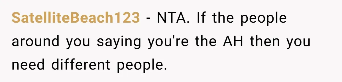 SatelliteBeach123 − NTA. If the people around you saying you're the AH then you need different people.