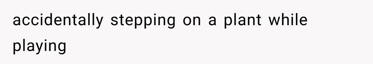 accidentally stepping on a plant while playing