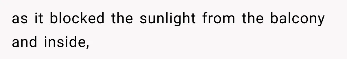 as it blocked the sunlight from the balcony and inside,