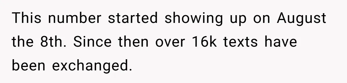 This number started showing up on August the 8th. Since then over 16k texts have been exchanged.