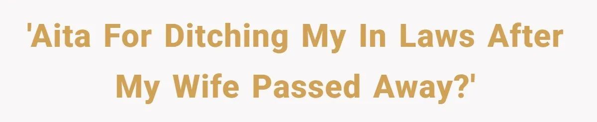 'AITA for ditching my in laws after my wife passed away?'