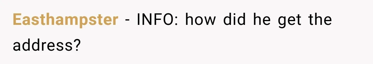 Easthampster − INFO: how did he get the address?