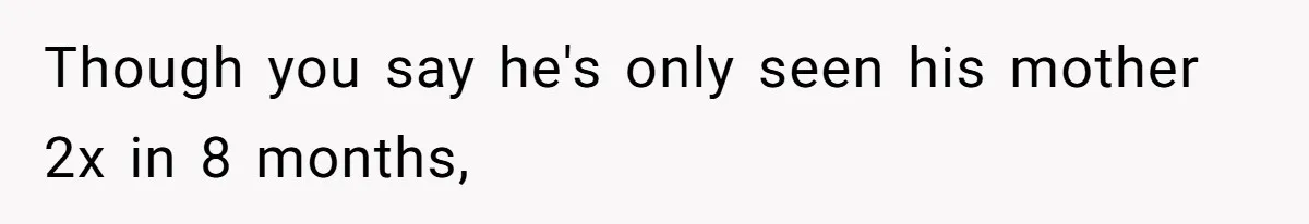 Though you say he's only seen his mother 2x in 8 months,