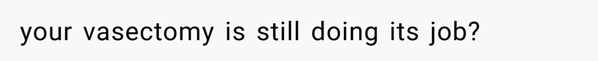 your vasectomy is still doing its job?