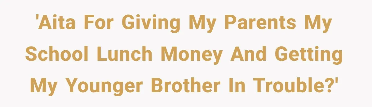 'AITA for giving my parents my school lunch money and getting my younger brother in trouble?'