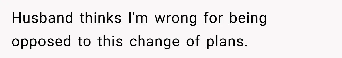 Husband thinks I'm wrong for being opposed to this change of plans.