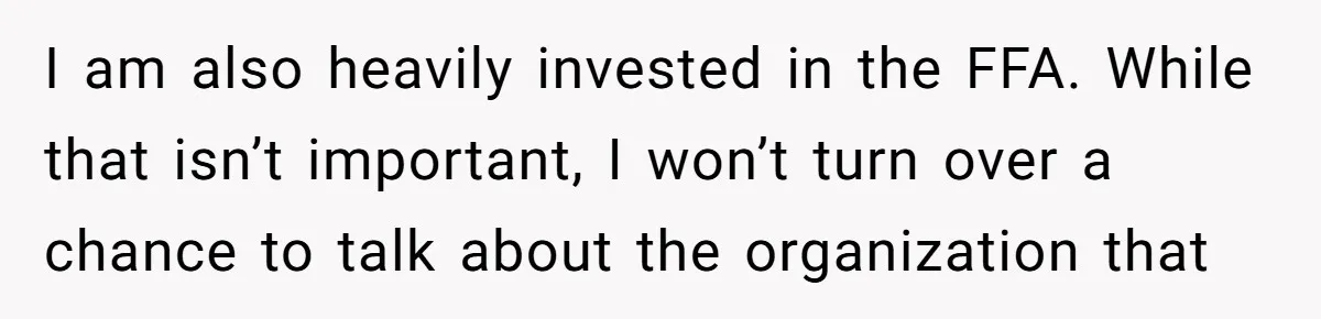 I am also heavily invested in the FFA. While that isn’t important, I won’t turn over a chance to talk about the organization that