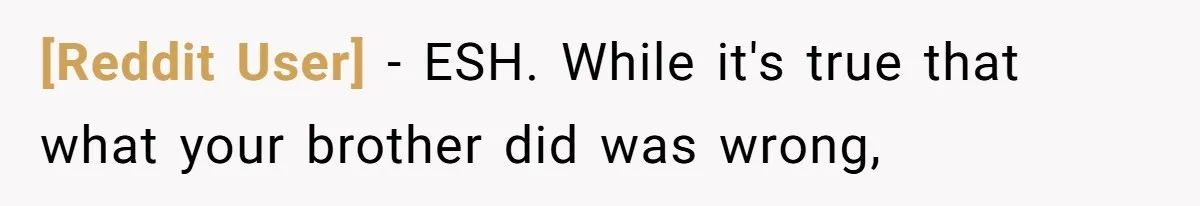 [Reddit User] − ESH. While it's true that what your brother did was wrong,