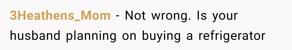 3Heathens_Mom − Not wrong. Is your husband planning on buying a refrigerator