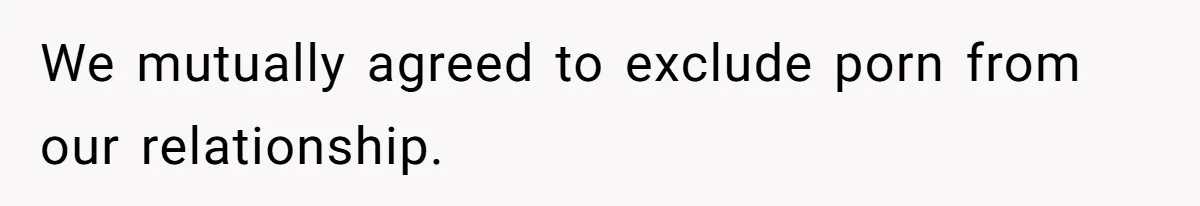 We mutually agreed to exclude porn from our relationship.