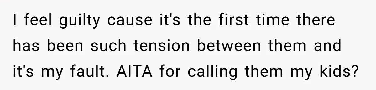 I feel guilty cause it's the first time there has been such tension between them and it's my fault. AITA for calling them my kids?