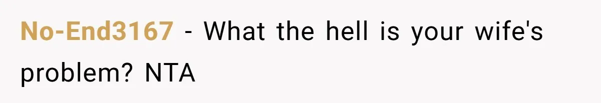 No-End3167 − What the hell is your wife's problem? NTA