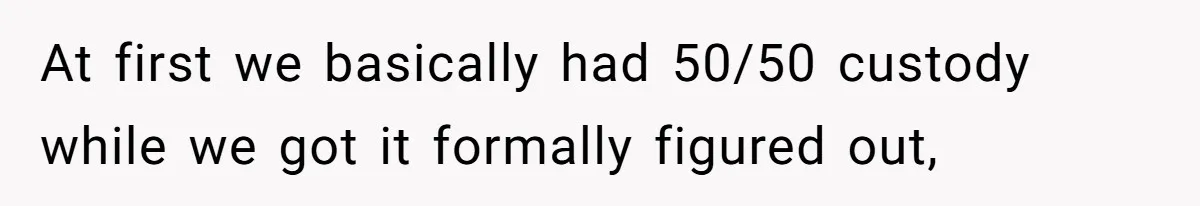 At first we basically had 50/50 custody while we got it formally figured out,