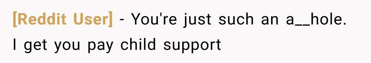 [Reddit User] − You're just such an a__hole. I get you pay child support